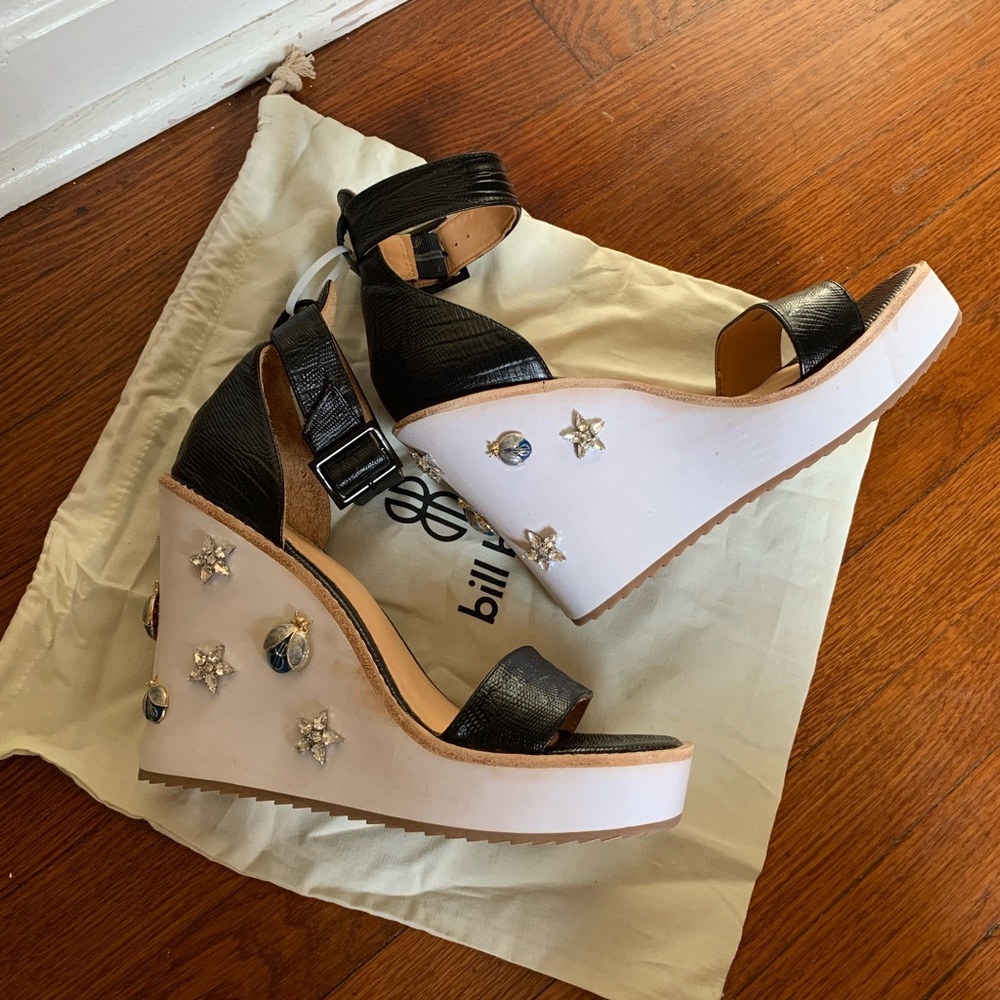 NIB Bill Blass Rhinestone Star-studded Dansby wedge heels Size 9